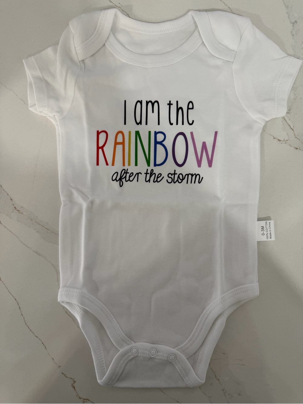 White "I Am The Rainbow" Baby One-Piece Bodysuit